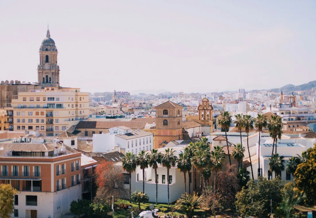 Vista de la catedral de Málaga y el centro histórico