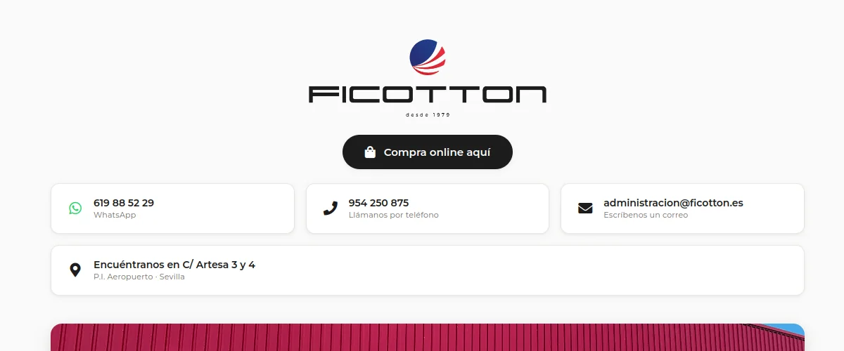 Web corporativa desarrollada por Amber para Ficotton